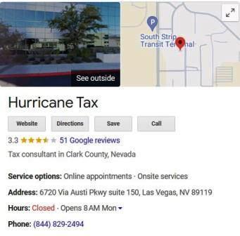 Hurricane Tax Reviews from the Better Business Bureau