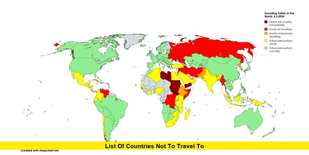 List of Countries Not to Travel
